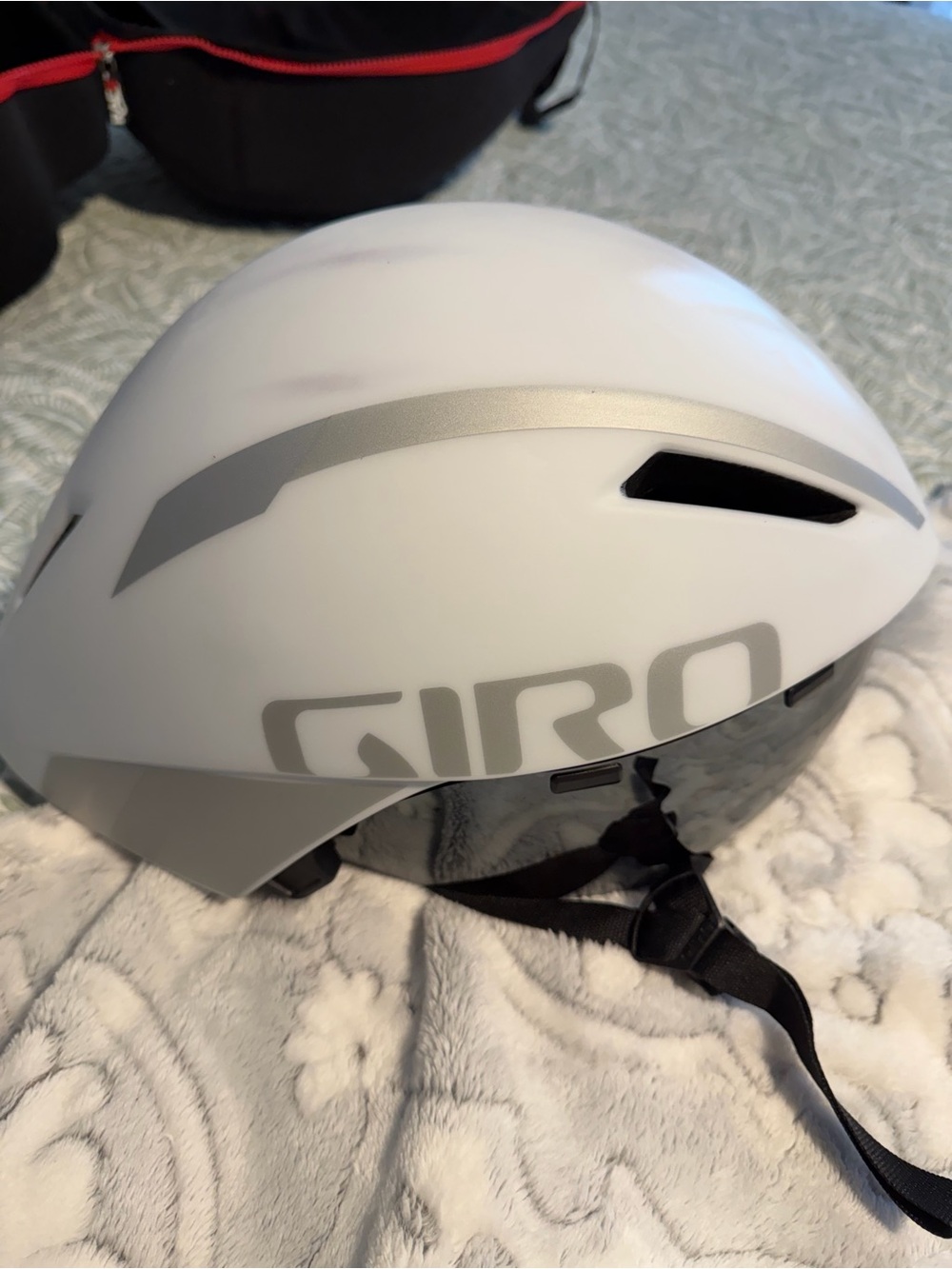 Giro White Helmet with Dark Smoke Integrated Visor Size Medium - Picture 7 of 10